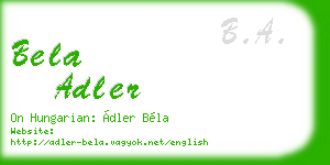 bela adler business card